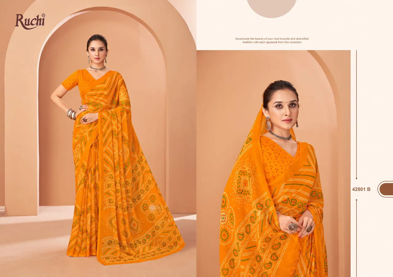 Star Chiffon 195 By Ruchi Chiffon Daily Wear Sarees Wholesale Market In Surat With Price